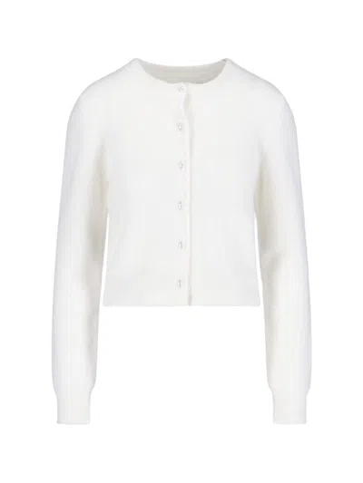 Maison Margiela Cropped White Angora Wool Blend Cardigan