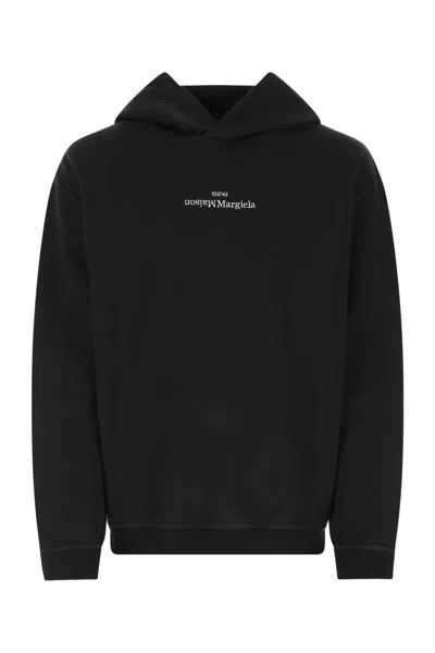 Maison Margiela Printed Hooded Sweatshirt In Black
