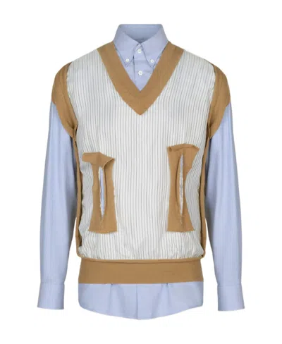 Maison Margiela Sweatshirt Layered Shirt In White