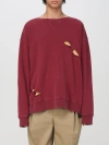 Maison Margiela Oversize Distressed Cotton Sweatshirt In Burgundy