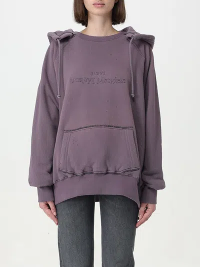 Maison Margiela Purple Cotton Sweatshirt In Grey