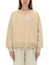 Maison Margiela Sweatshirt With Handwritten Logo Unisex In Beige