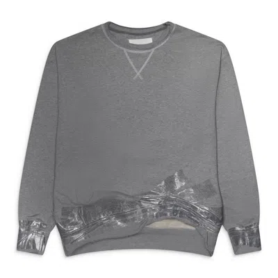 Maison Margiela Taped Cotton Jersey Sweatshirt In Grey In Multi