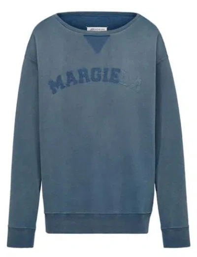 Maison Margiela Logo-print Faded Sweatshirt In Blue