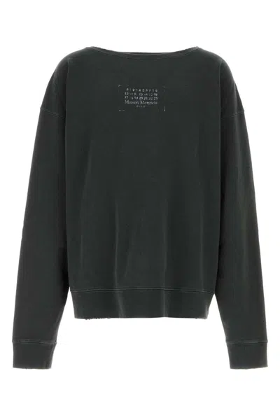 Maison Margiela Stamp Logo Sweatshirt Man Black In Green