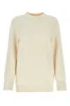 Maison Margiela Cotton Blend Crew Neck Sweater With Textured Finish In White