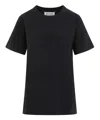 Maison Margiela Washed Black T-shirt With Embroidered Logo In Black