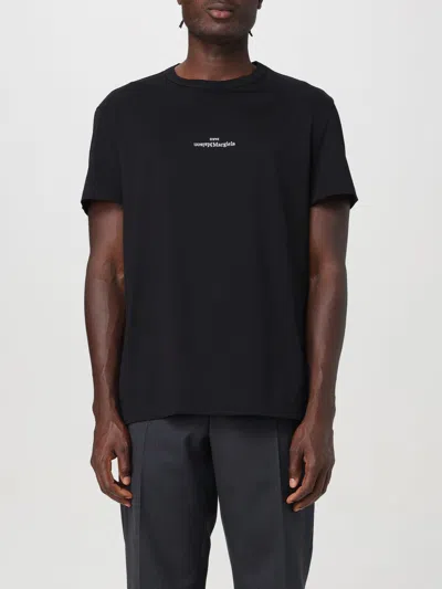 Maison Margiela Men Logo Cotton T-shirt In Black