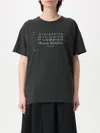 Maison Margiela Cotton Crew Neck T-shirt With Logo Print In Black