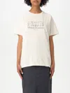 Maison Margiela Beige T-shirt With Faded Logo Printed On The Front In White