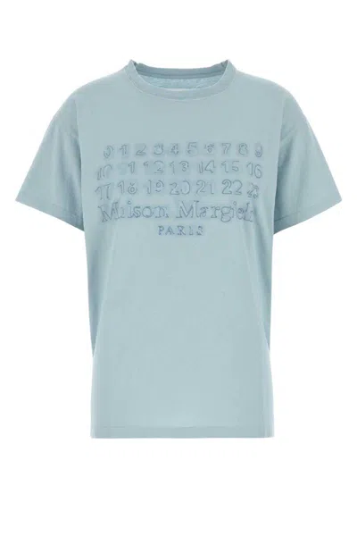 Maison Margiela Logo Print Cotton T Shirt In Blue