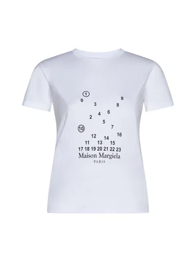 Maison Margiela Mm1 Mm10 Cotton Crew-neck T-shirt With Contrasting Monogram In White