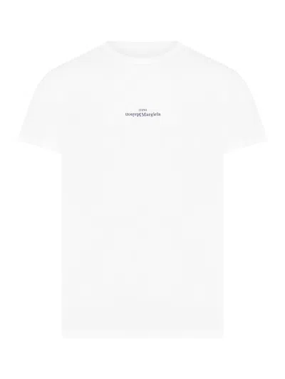Maison Margiela T-shirt In White Black Embroidery