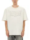 Maison Margiela Cream Cotton T-shirt With Embossed Logo In Ivory