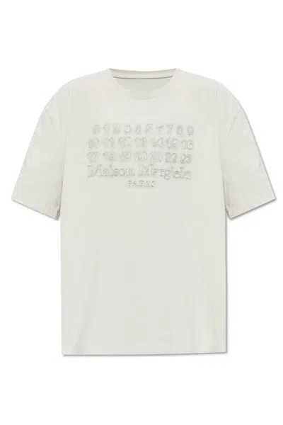 Maison Margiela T-shirt With Logo In Ecru