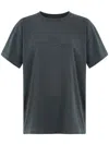 Maison Margiela Womens Washed Black Brand-embroidered Faded-wash Cotton-jersey T-shirt