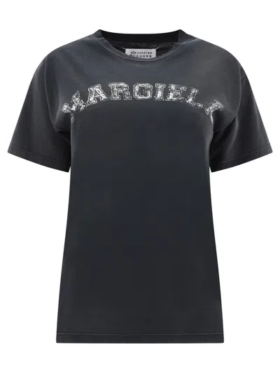 Maison Margiela Logo Printed Crewneck T In Black