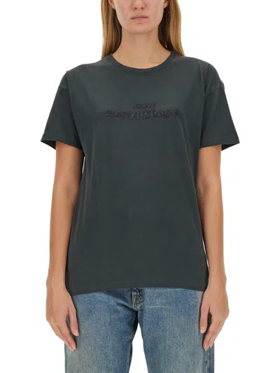 Maison Margiela Elevated Black T-shirt With Distressed Detailing And Signature Logo