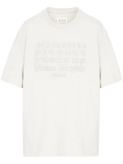 Maison Margiela T-shirt With Numbers Motif In Beige