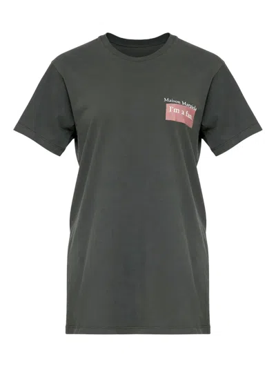 Maison Margiela Faded Black Ring-spun Cotton Jersey T-shirt With Distinctive Stitch Detail