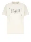 Maison Margiela Butter Coloured T-shirt With Logo Print In Neutral