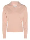 Maison Margiela Knitwear Collared Long Sleeves In Pink