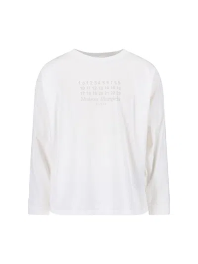 Maison Margiela Long-sleeve Cotton T-shirt With Numeric Logo And Four Stitches In White