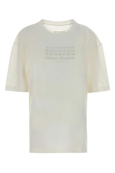 Maison Margiela Logo-embroidered Cotton T-shirt In Neutral