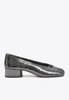 Maison Margiela Tabi Ballerina Split-toe Crinkled Glossed-leather Pumps In Gray