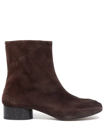 Maison Margiela Tabi 30mm Suede Boots In Brown