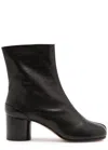 Maison Margiela Block Heel Leather Round Toe Boots In Black