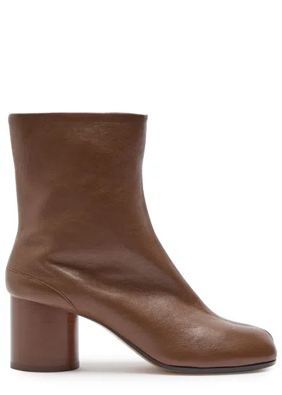 Maison Margiela Tabi 60 Leather Ankle Boots In Brown