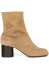 Maison Margiela Square Toe Suede Ankle Block Heel Boots