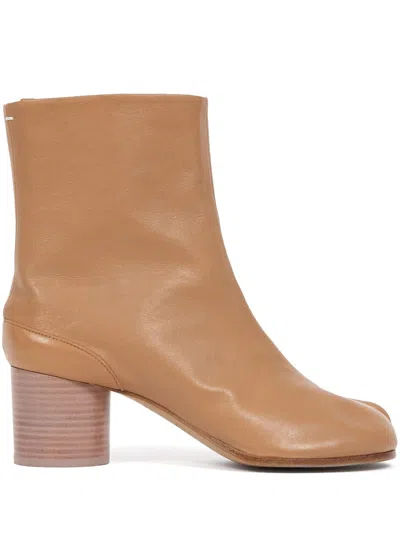 Maison Margiela Tabi 60mm Leather Ankle Boots In Brown