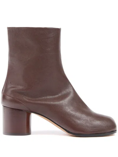 Maison Margiela Tabi 60mm Leather Ankle Boots In Brown