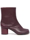 Maison Margiela Tabi 60mm Leather Ankle Boots In Red