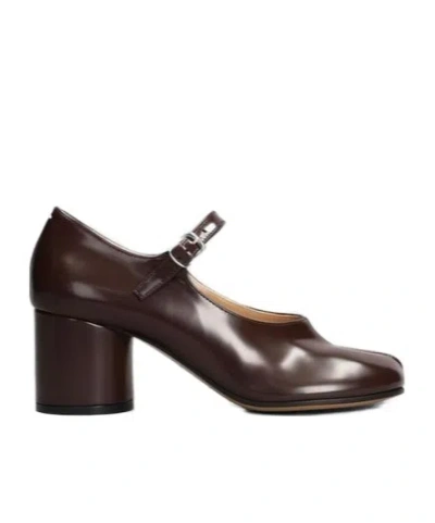 Maison Margiela Tabi 60mm Leather Mary Janes In Black