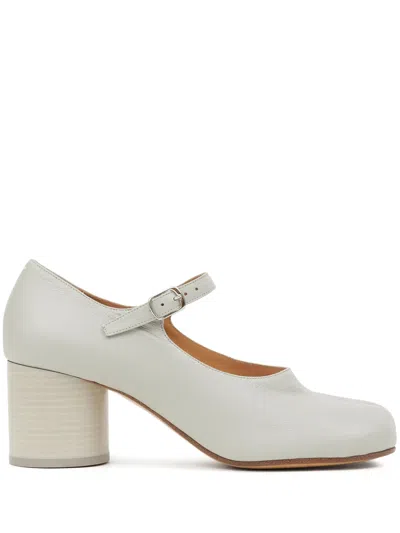 Maison Margiela Tabi 60mm Leather Mary Janes In Grey
