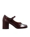 Maison Margiela Tabi Mary Jane 60 Glossed Leather Pumps In Burgundy