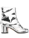 Maison Margiela Silver Tabi Leather Boots In Silver