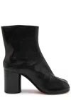 Maison Margiela Block Heel Leather Round Toe Boots In Black