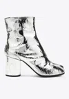 Maison Margiela Tabi 80 Mirrored Leather Ankle Boots In Silver