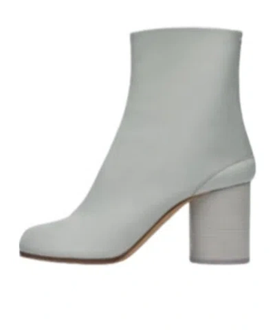Maison Margiela Tabi 80mm Leather Ankle Boots In Gray