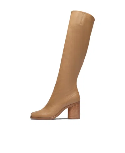 Maison Margiela Tabi 85mm Leather Knee-high Boots In Brown