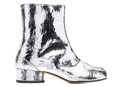 Pre-owned Maison Margiela Tabi Ankle Boot Cracked Metallic (women's) Sneakers In Silver