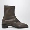 Maison Margiela Leather Tabi Ankle Boots With Block Heel In Brown