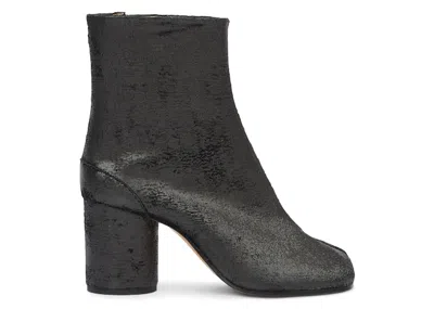 Pre-owned Maison Margiela Tabi Ankle Boot Lasered Suede (women's) Sneakers In Black