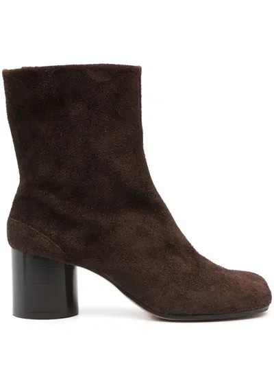Maison Margiela Brown Ankle Boots With Tabi Toe And Block Heel