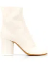 Maison Margiela 80mm Tabi Vintage Leather Ankle Boots In Beige