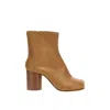 Maison Margiela 'tabi' Brown High Heel Ankle Boots In Beige